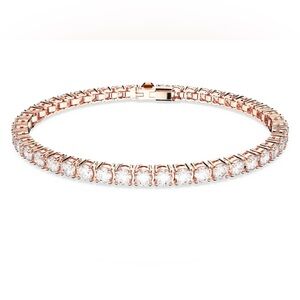 Matrix Tennis bracelet
Round cut, White, Rose gold-tone plated